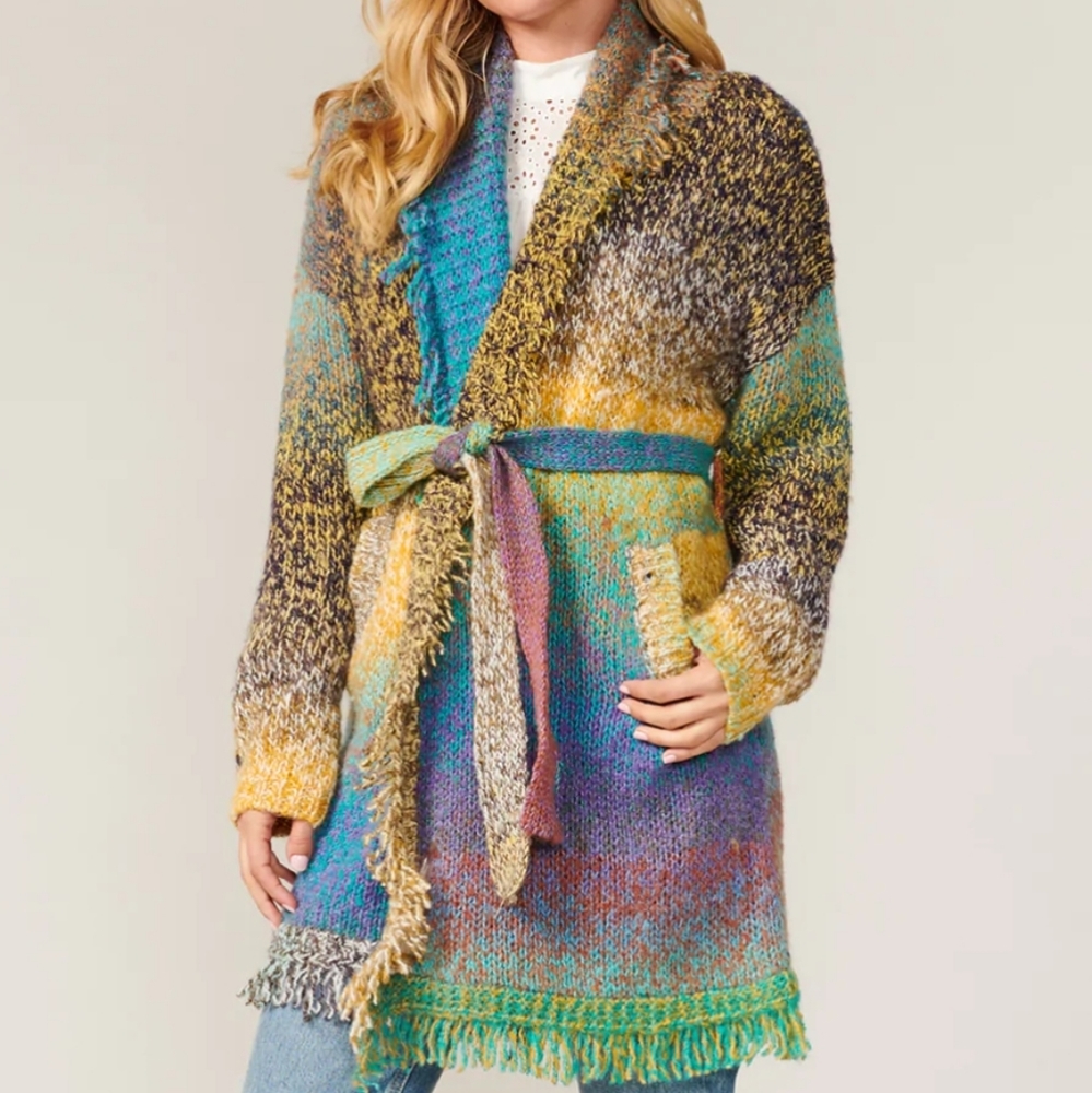 Natalia Fringed Cardigan Greylin by Anthropologie Size S